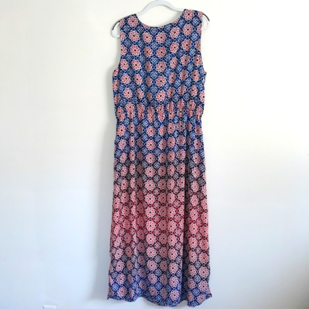 Vince Camuto Maxi Dress Sleeveles Elasticized Waist lined Floral Multico… - Picture 12 of 13
